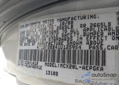 2001 Toyota Avalon Xls from USA, damaged, VIN 4T1BF28B41U125954